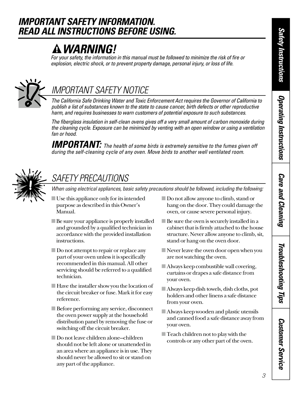 GE JKP15, JTP17, JRP15 owner manual Important Safety Notice 