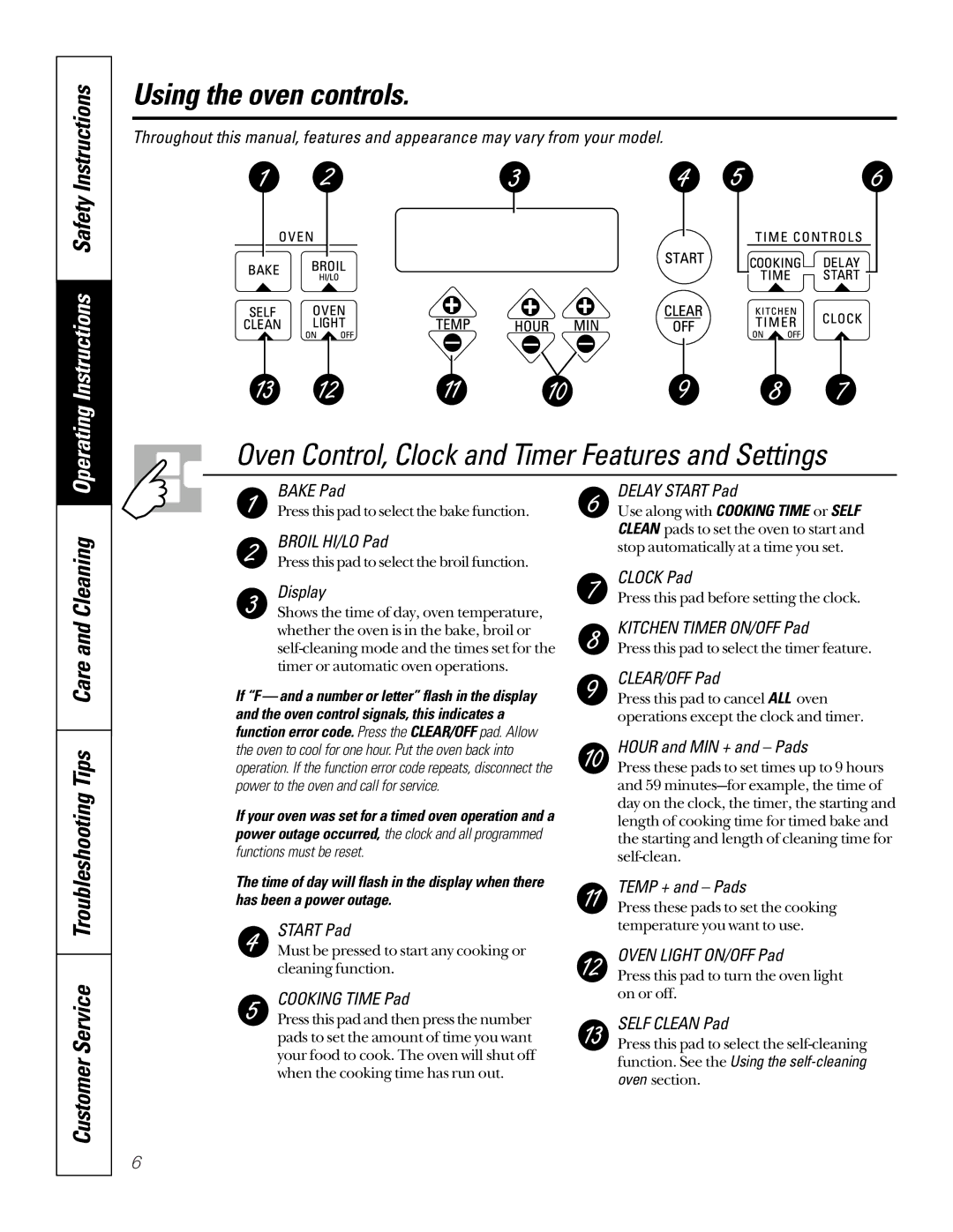 GE JKP15, JTP17, JRP15 owner manual Using the oven controls, Oven Control, Clock and Timer Features and Settings 