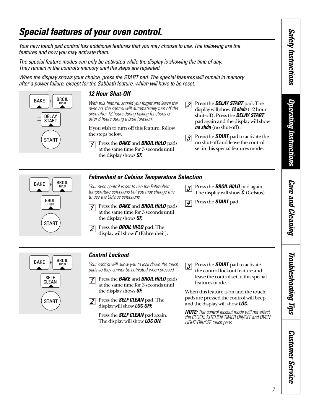 GE JTP17, JKP15, JRP15 owner manual Special features of your oven control, Care and Cleaning, Hour Shut-Off, Control Lockout 