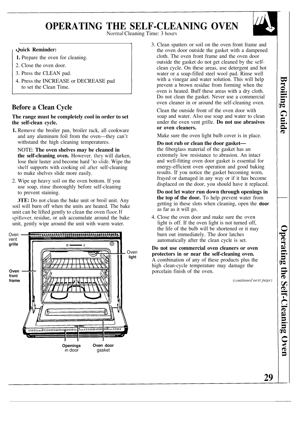 GE MNU099, JKP17 warranty Operating the SELF-CLEANING Oven, Before a Clean Cycle 