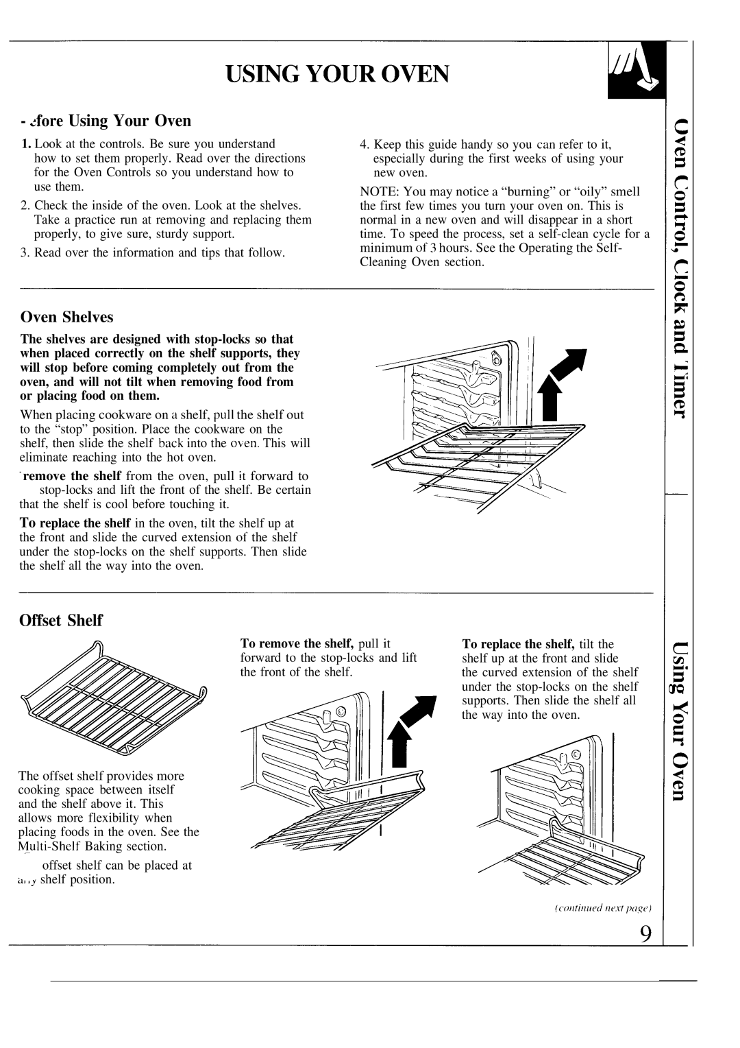 GE MNU099, JKP17 warranty ~fore Using Your Oven, Offset Shelf, Oven Shelves 