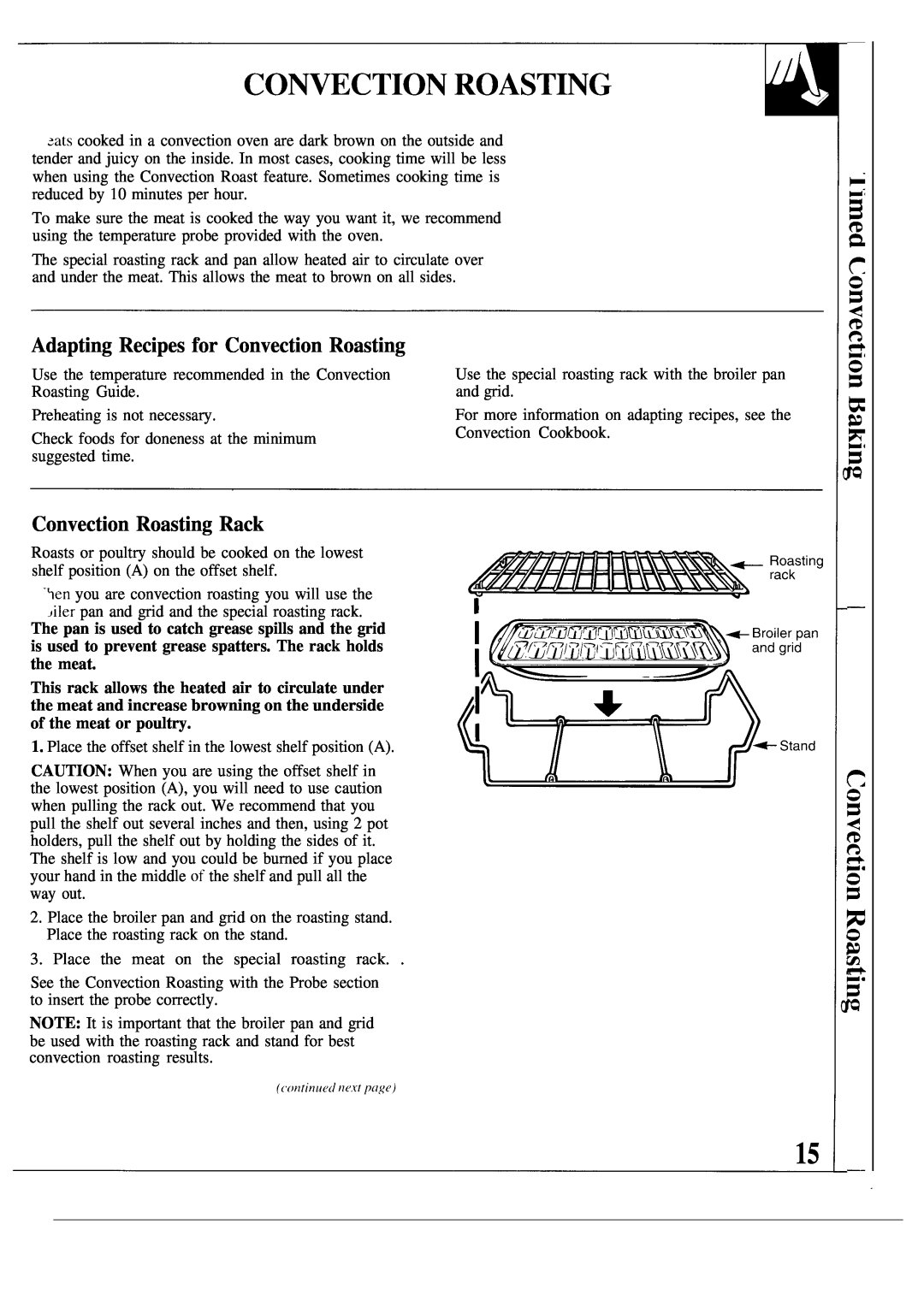 GE MNU099, JKP17 warranty Adapting Recipes for Convection Roasting, Convection Roasting Rack 