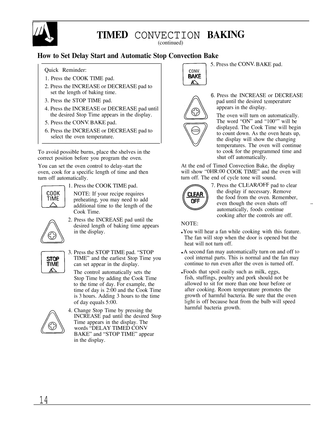 GE JKP16, JKP18, JKP17 warranty ~ED Convection Bahng, How to Set Delay Start and Automatic Stop Convection Bake 