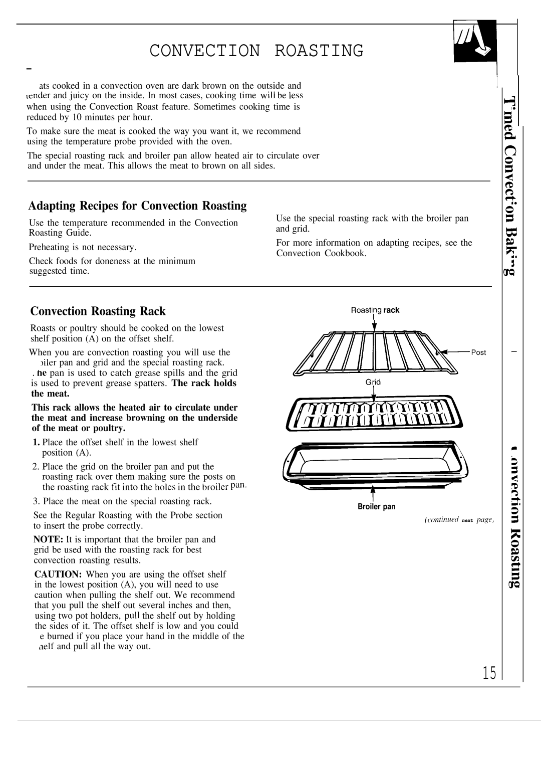 GE JKP18, JKP17, JKP16 warranty Adapting Recipes for Convection Roasting, Convection Roasting Rack 