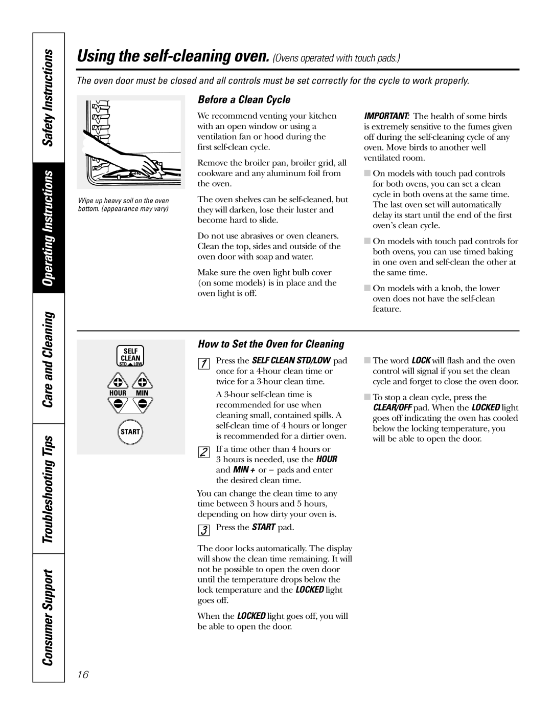 GE JKP2027 owner manual Consumer Support Troubleshooting Tips Care, Before a Clean Cycle, How to Set the Oven for Cleaning 