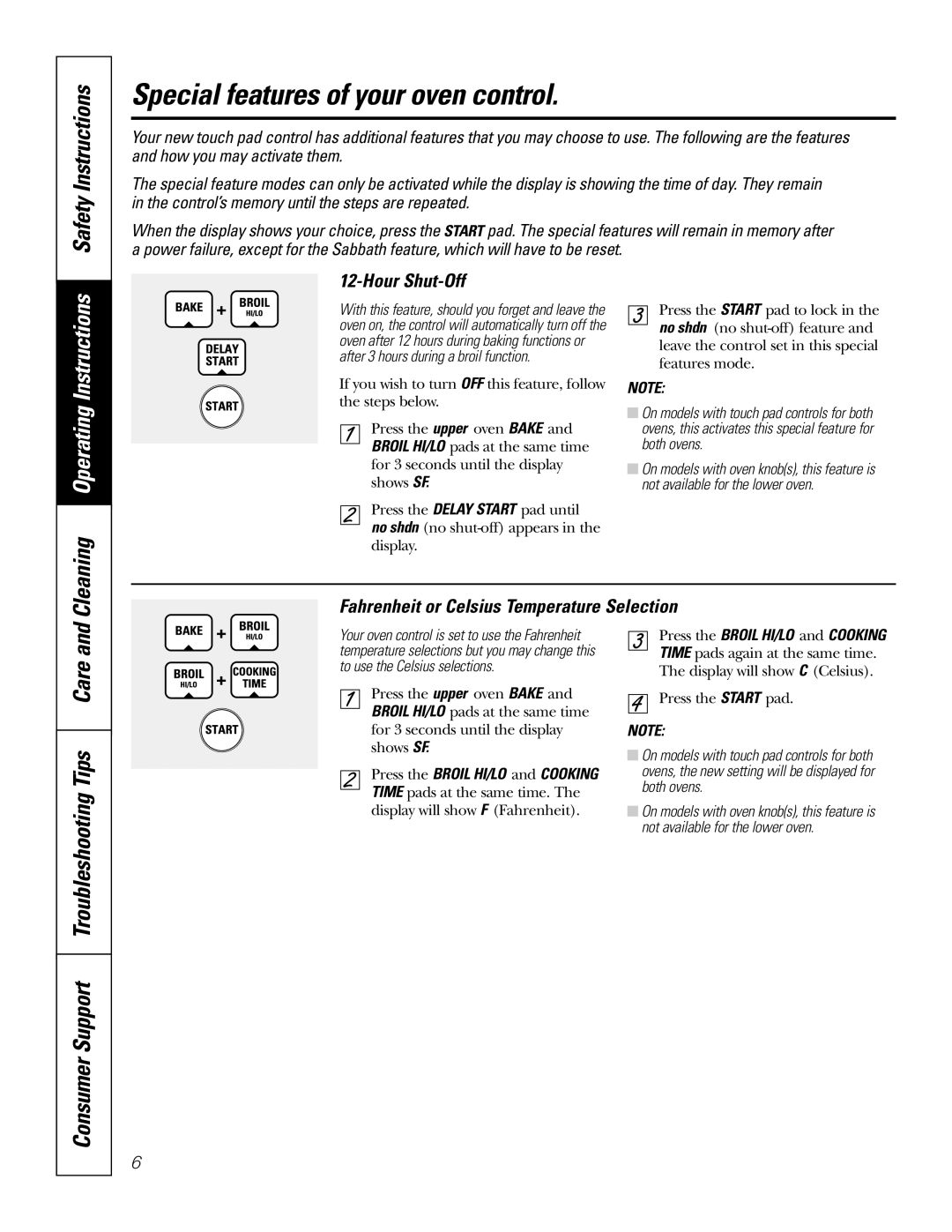 GE JKP2027 Special features of your oven control, Safety Instructions, Consumer Support Troubleshooting Tips Care 