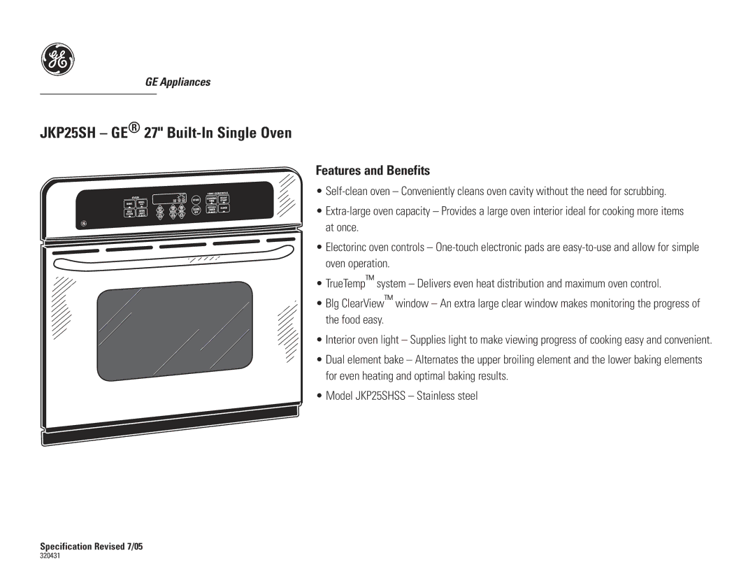 GE JKP25SH installation instructions Features and Benefits 