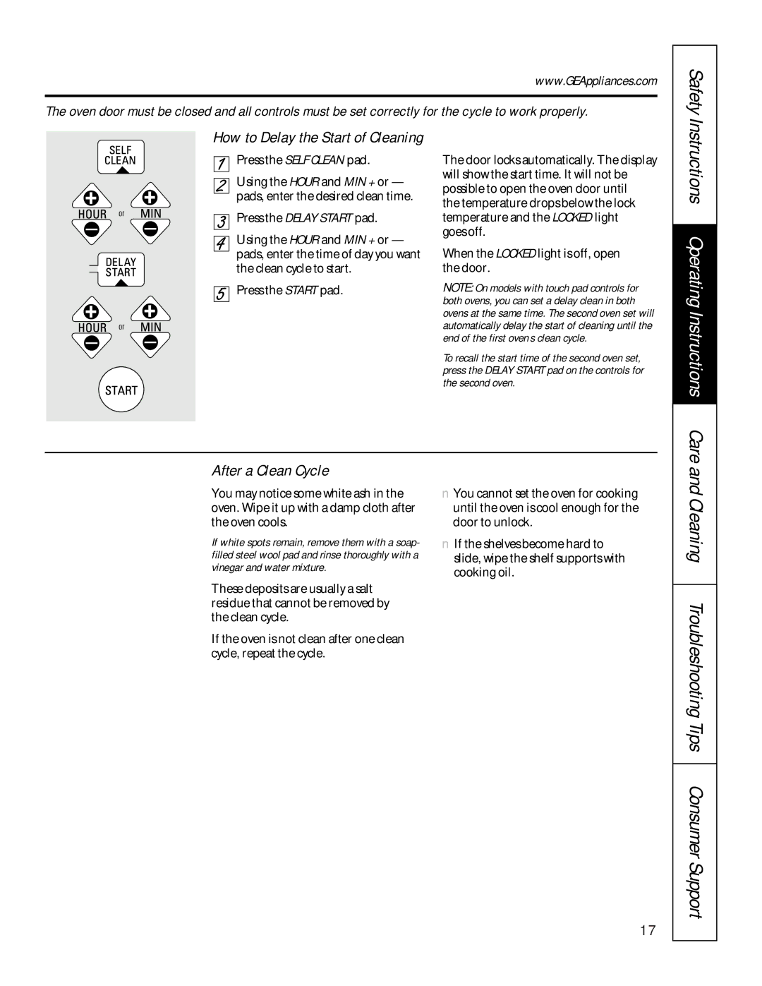 GE JTP27, JKP27, JRP24, JTP45, JTP47, JKP45 owner manual How to Delay the Start of Cleaning, After a Clean Cycle 