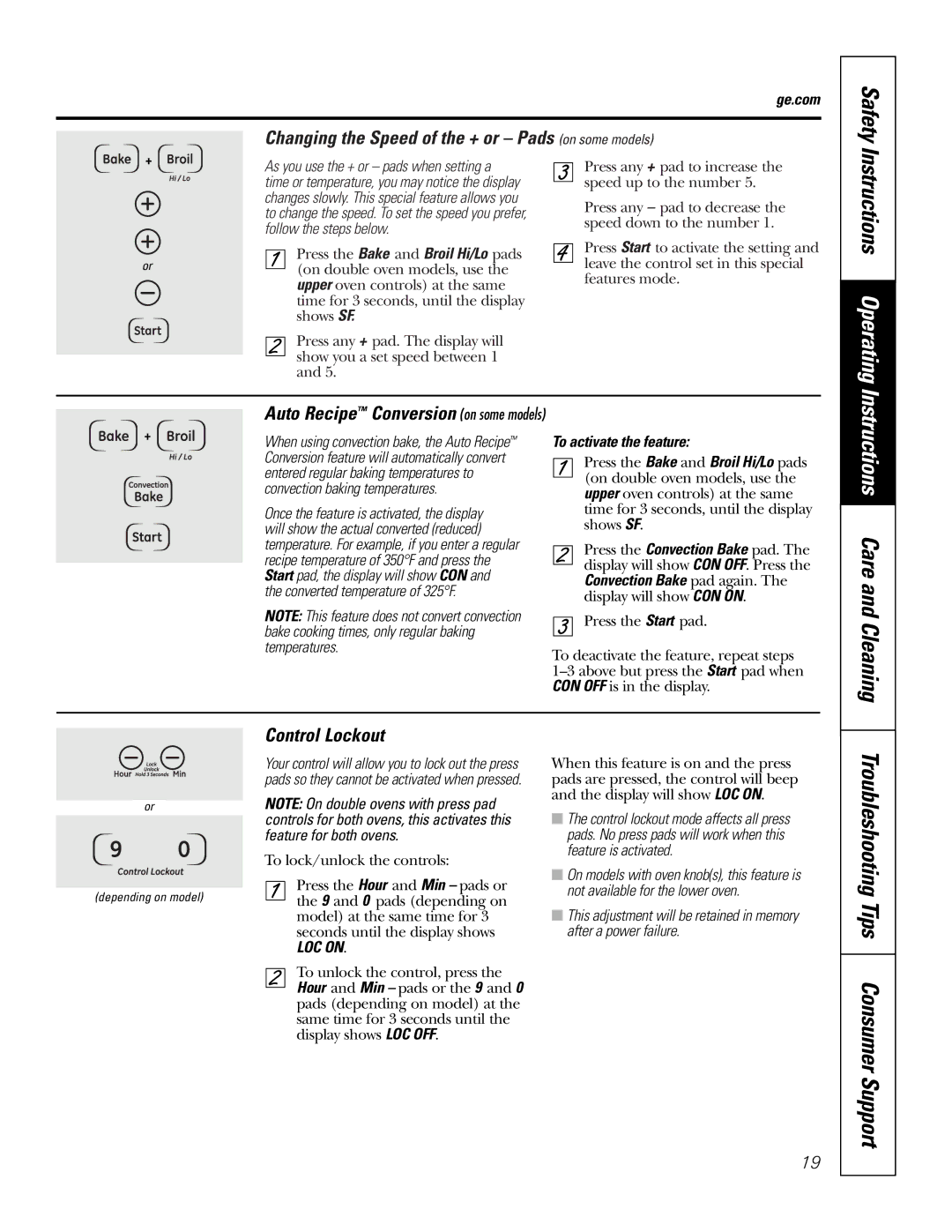 GE JKP7527, JKP3527 Instructions Operating, Instructions Care and Cleaning, Safety, Troubleshooting Tips Consumer Support 