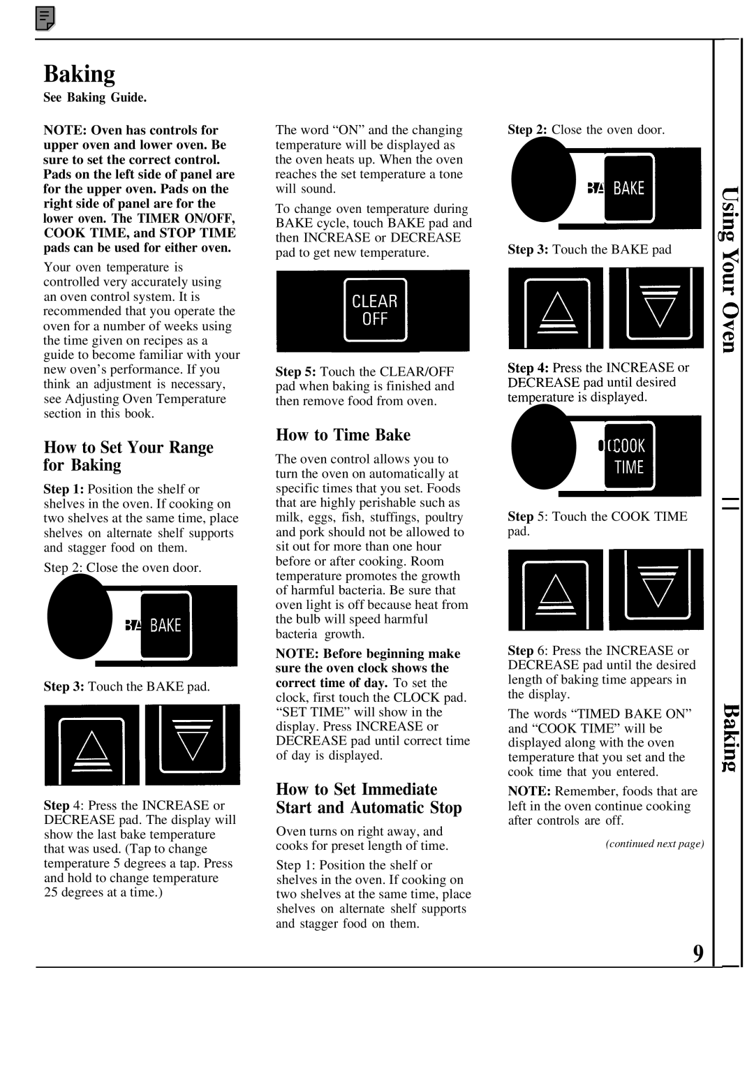 GE JKP44GP manual How to Set Your Range for Baking, How to Time Bake, See Baking Guide 