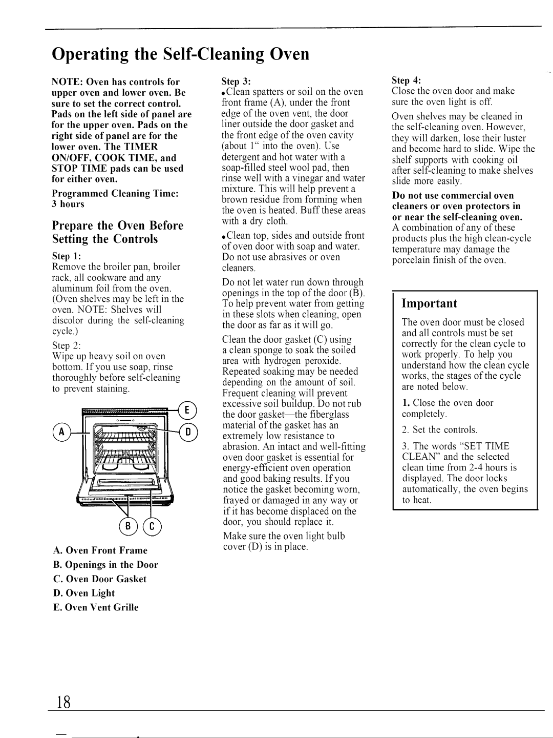 GE JKP45WP, JKP44GP warranty Operating the Self-CleaningOven, Prepare the Oven Before, Setting the Controls 