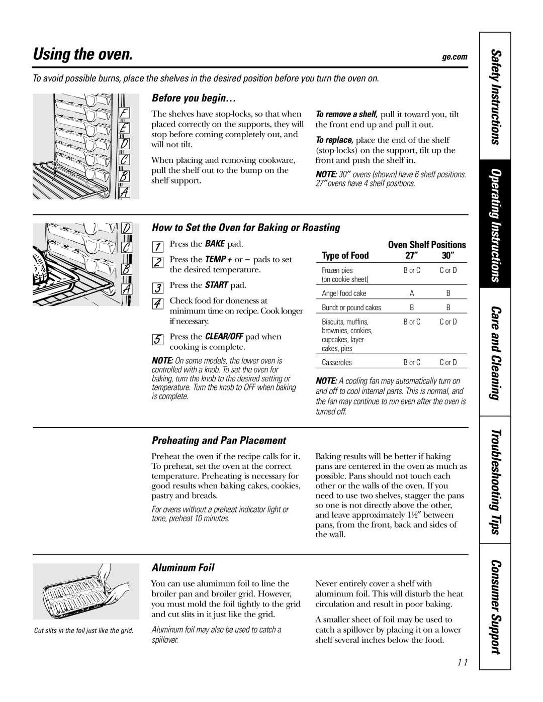 GE JKP2527 Using the oven, Safety, Instructions Operating, Before you begin…, How to Set the Oven for Baking or Roasting 