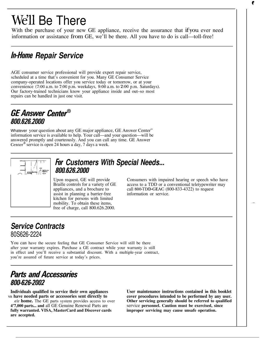 GE 164D2966P030, JKP54 warranty Wdll Be There 