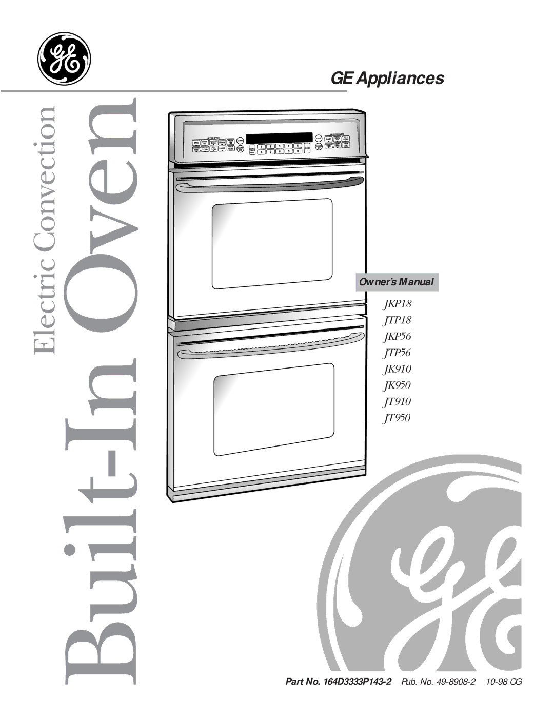 GE JKP18, JKP56, JTP18, jt950, jk910, jk950, jt910 owner manual GE Appliances 