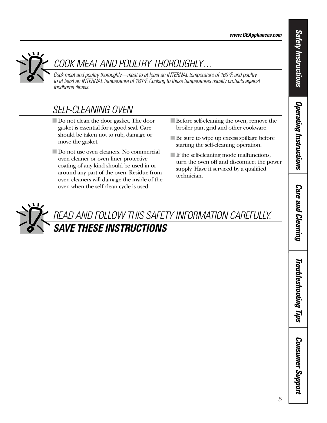 GE JKP18, JKP56, JTP56, JTP18 owner manual Cleaning Troubleshooting Tips Consumer Support, Instructions Care 