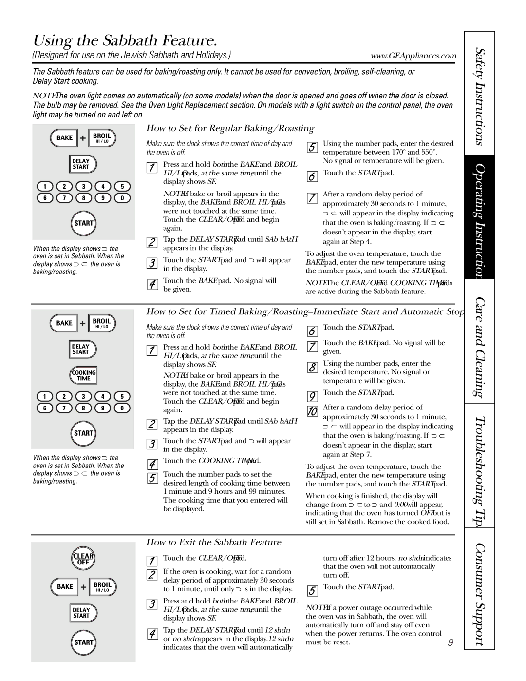 GE JKP18 Using the Sabbath Feature, Designed for use on the Jewish Sabbath and Holidays, How to Exit the Sabbath Feature 