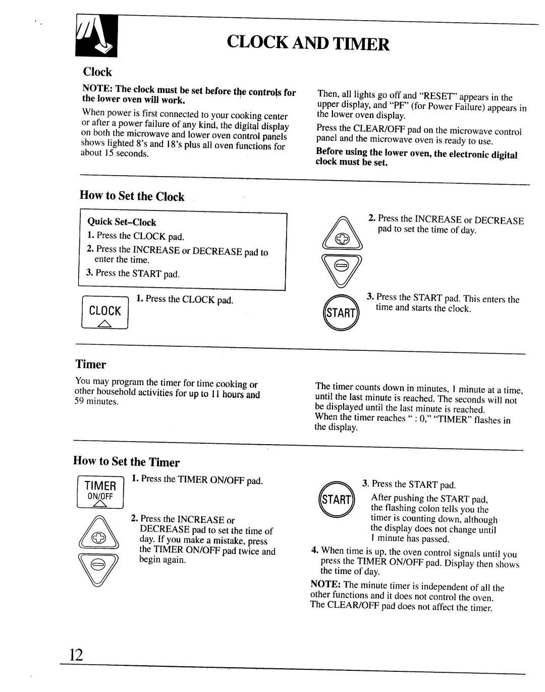 GE JKP66, JKP64, JKP65, 164D2966P127-I manual Clock Am Tmer, How to Set the Clock, How to Set the Timer 