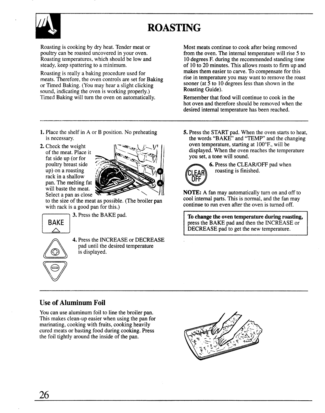 GE JKP65, JKP66, JKP64, 164D2966P127-I manual Roast~G, Use of Aluminum Foil 