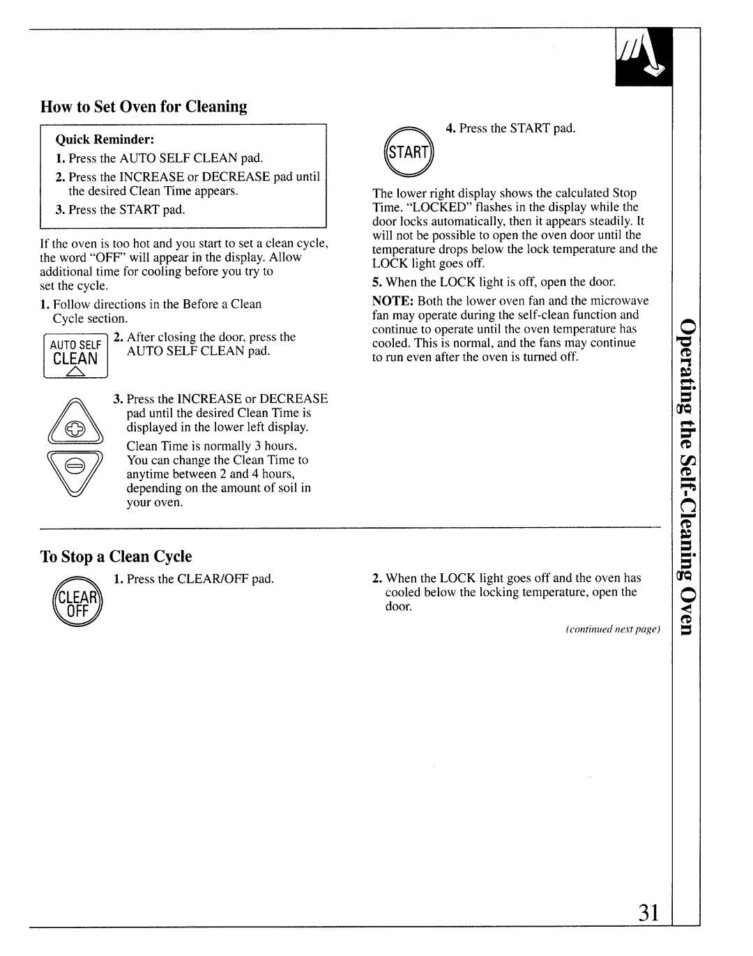 GE 164D2966P127-I, JKP66, JKP64, JKP65 manual How to Set Oven for Cleaning, To Stop a Clean Cycle 