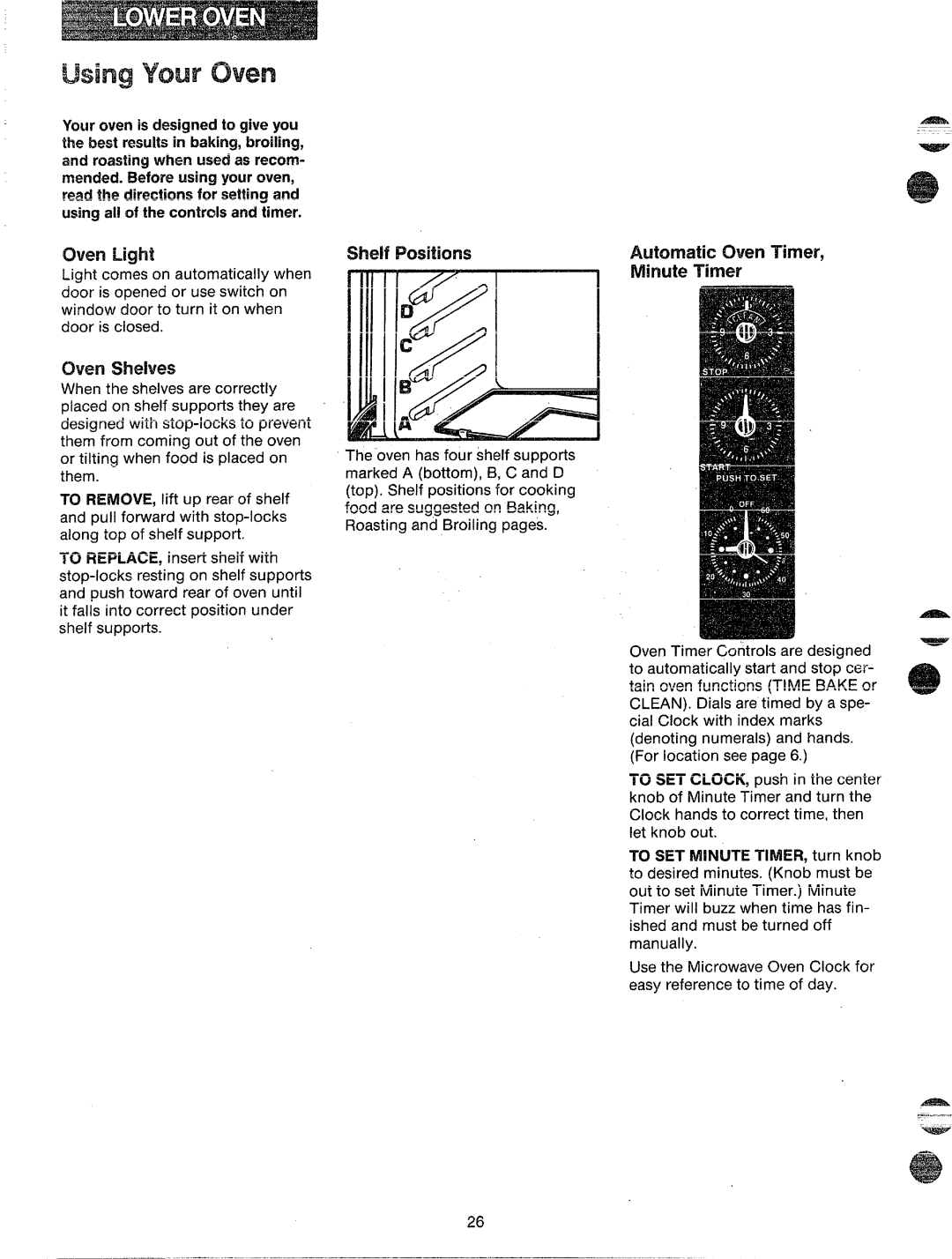 GE JKP67G manual Oven S, Oven m-w, 3 U, Light comes on automatically when 