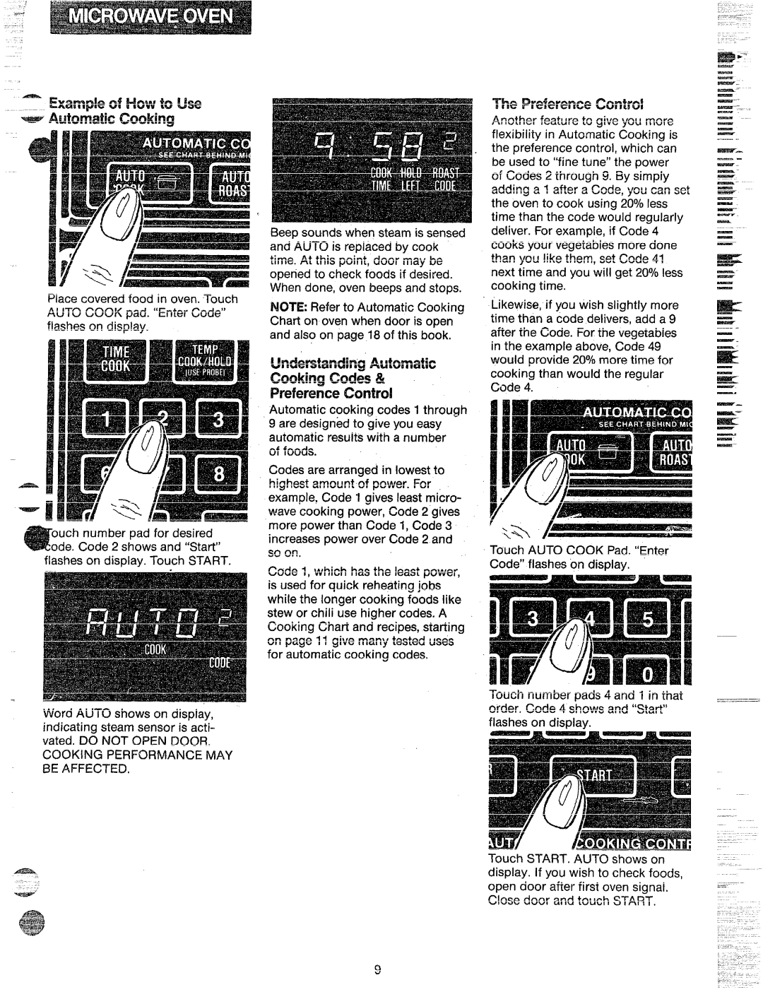 GE JKP67G manual How toUse, WS3=Choking, Cooking Codes Preference Control 