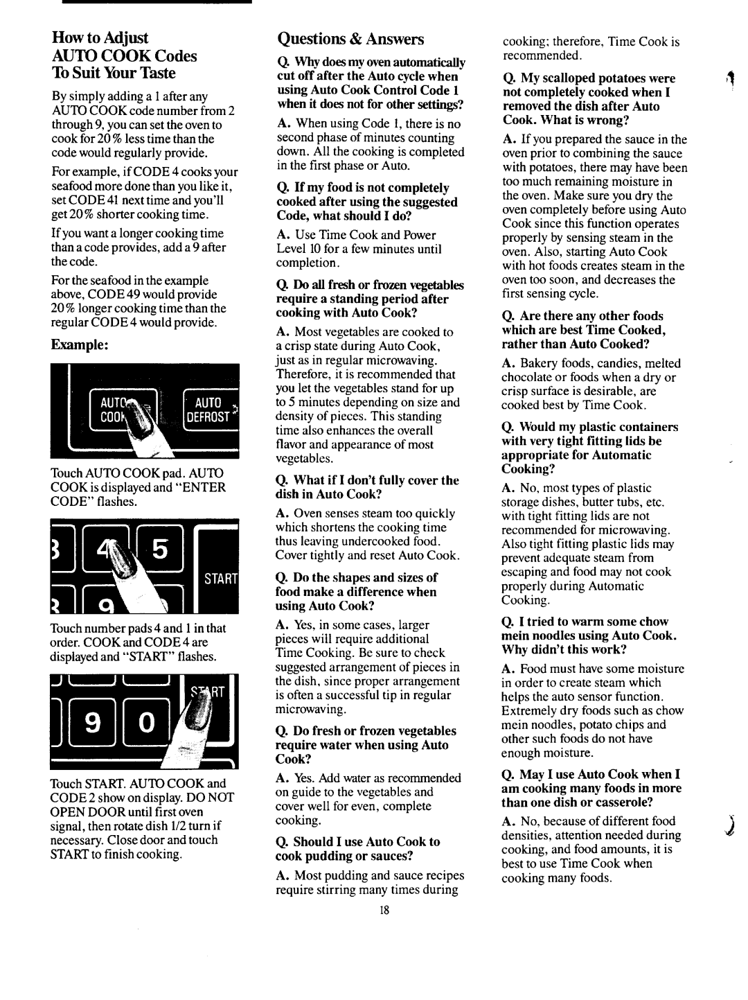 GE JKP68G warranty How to Adjust Auto Cook Codes To Suit Your Taste, Questions & Answers, Example 