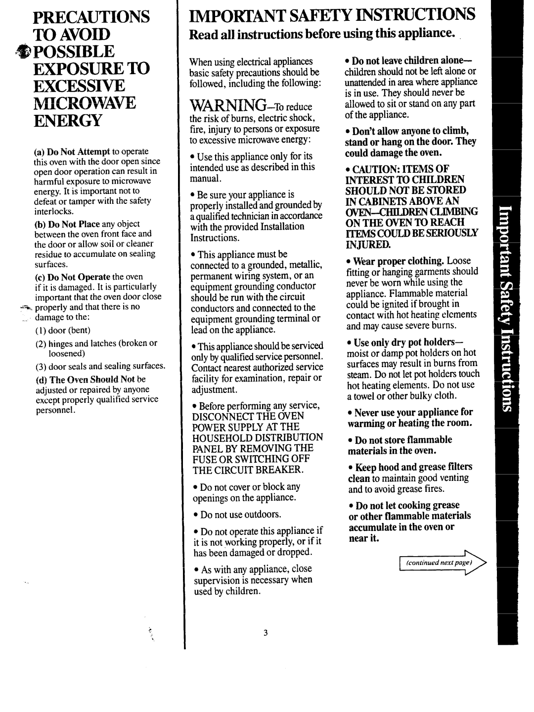 GE JKP68G warranty Precautions to Avoid Important Safety Instructions 