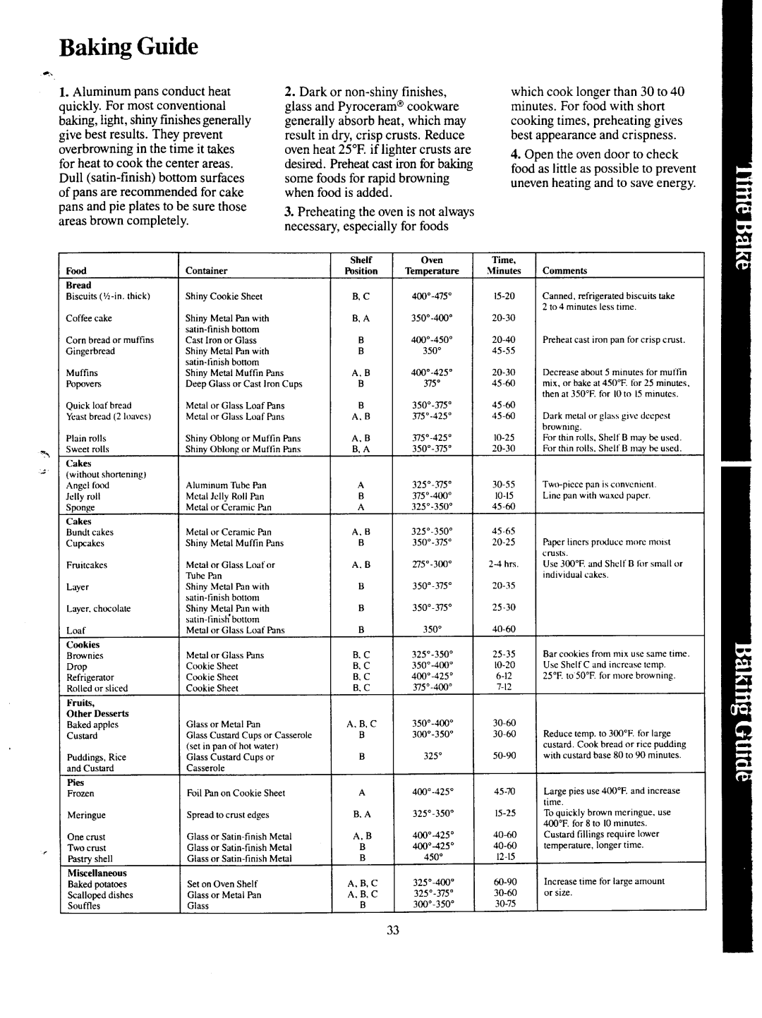 GE JKP68G warranty Baking Guide, Open the oven door to check 