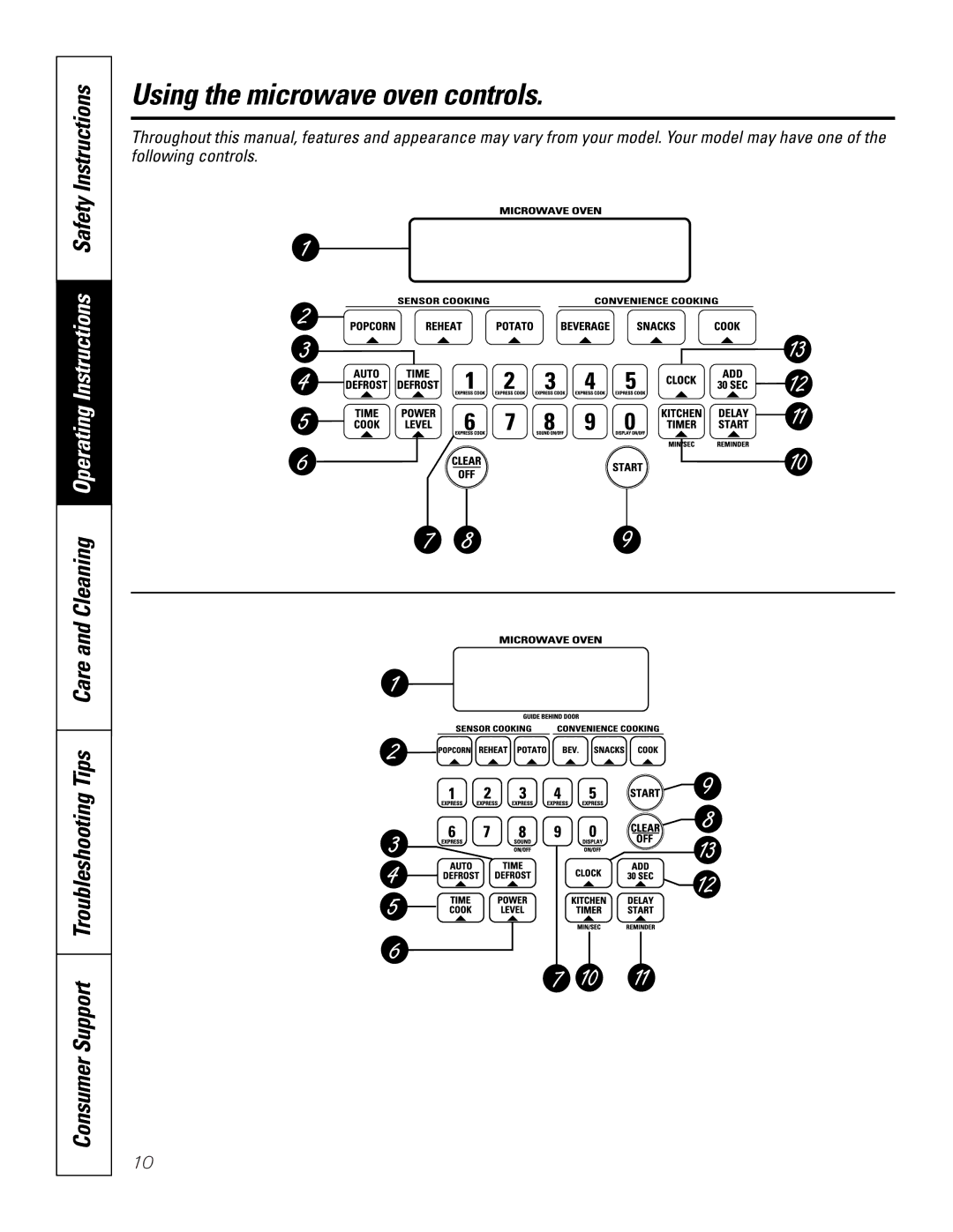 GE JKP85, JTP85 owner manual Using the microwave oven controls 