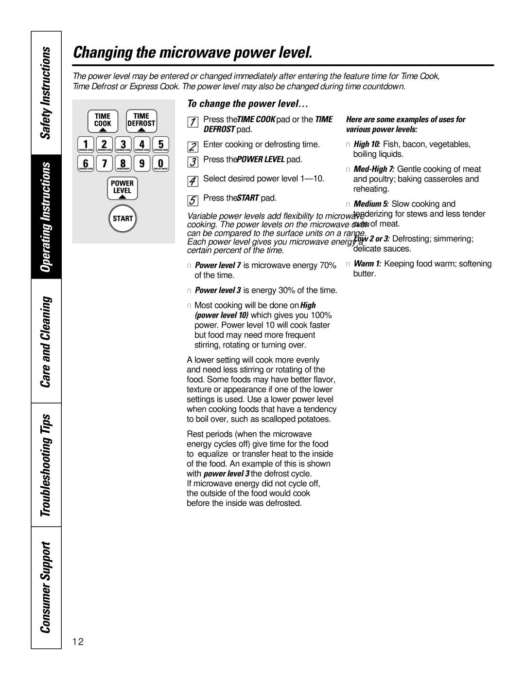 GE JKP85, JTP85 owner manual Changing the microwave power level, To change the power level… 