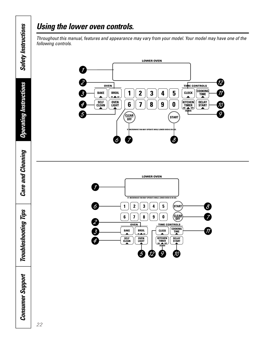 GE JKP85, JTP85 owner manual Using the lower oven controls 