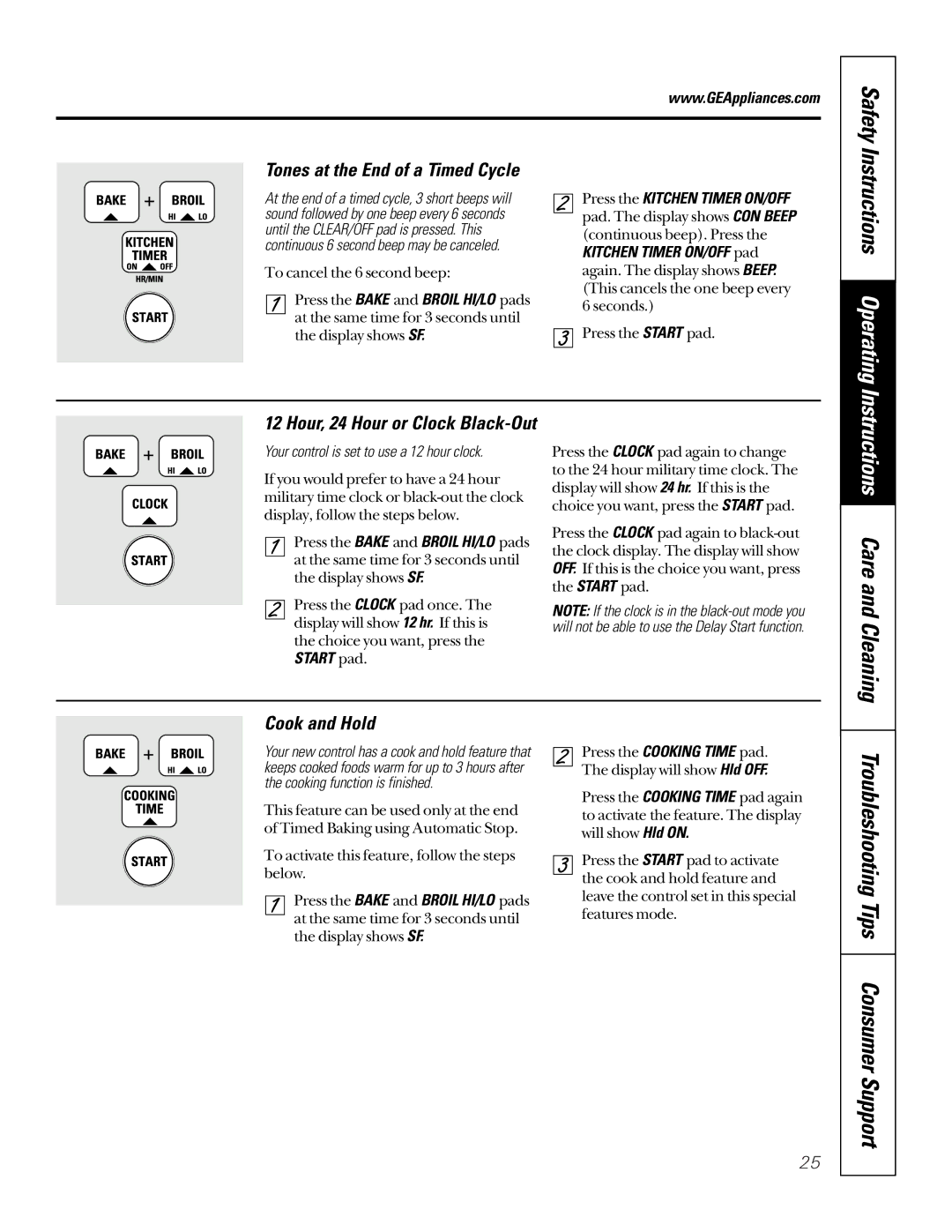 GE JTP85 Instructions Operating, Instructions Care and Cleaning, Troubleshooting Tips Consumer Support, Cook and Hold 