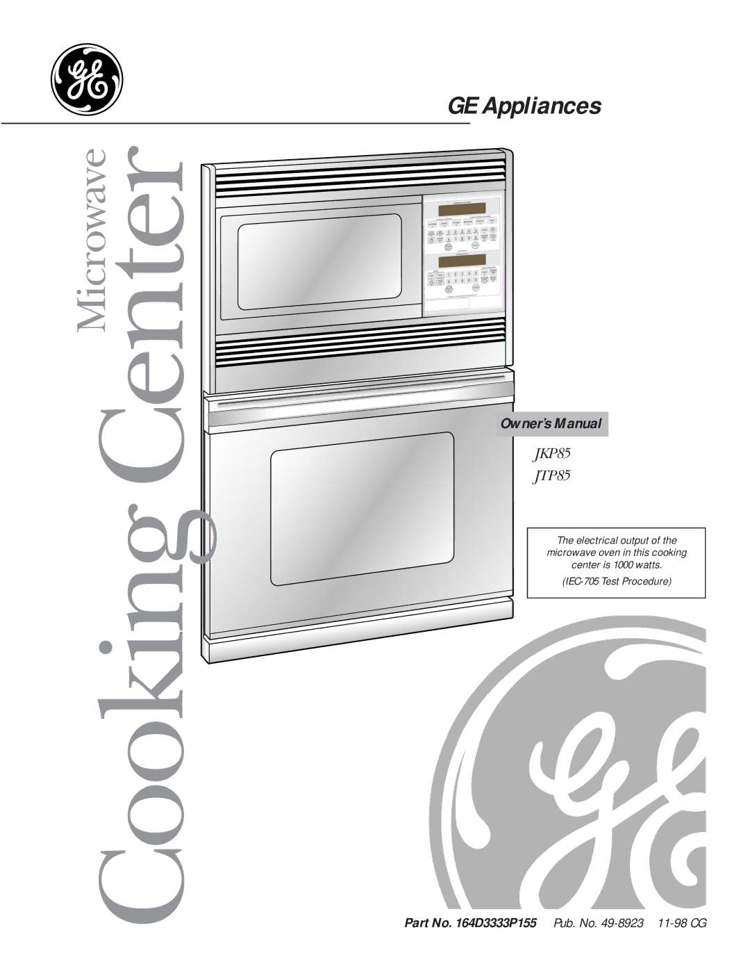 GE JTP85, JKP85 manual GE Appliances 