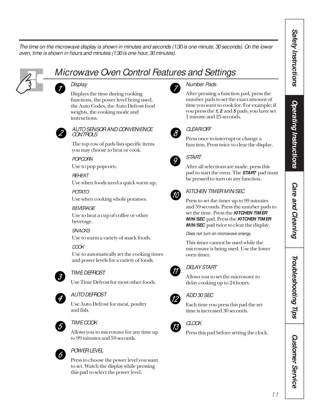 GE JTP85, JKP85 Instructions Care and Cleaning Troubleshooting, Safety Instructions, Does not turn on microwave energy 