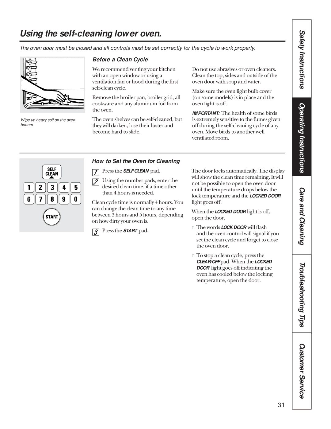 GE JTP85, JKP85 manual Using the self-cleaning lower oven, Before a Clean Cycle, How to Set the Oven for Cleaning 