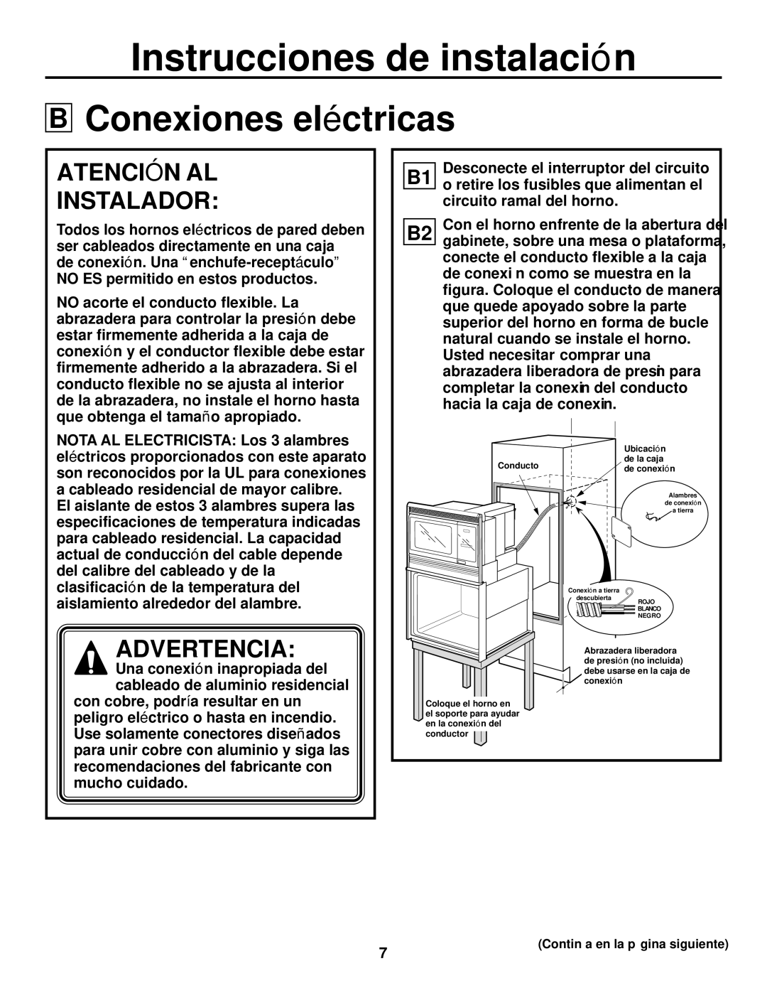 GE JTP90, JKP90 installation instructions Conexiones eléctricas, Atención AL Instalador 