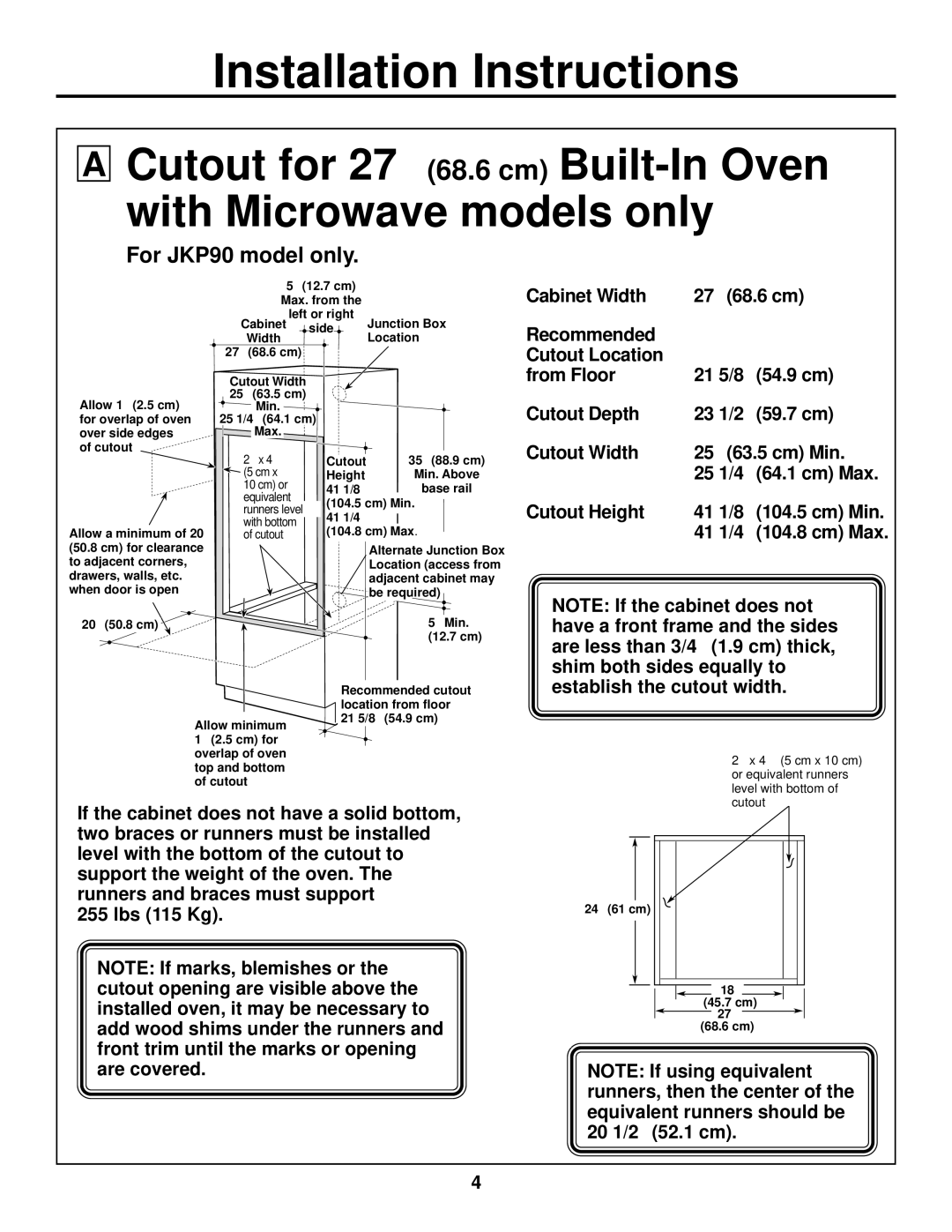 GE JTP90 installation instructions For JKP90 model only 