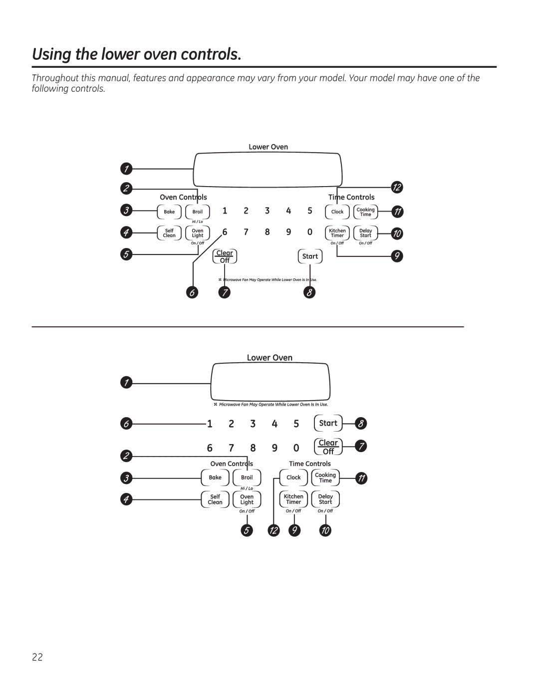 GE JKP90, JTP90 manual Using the lower oven controls 