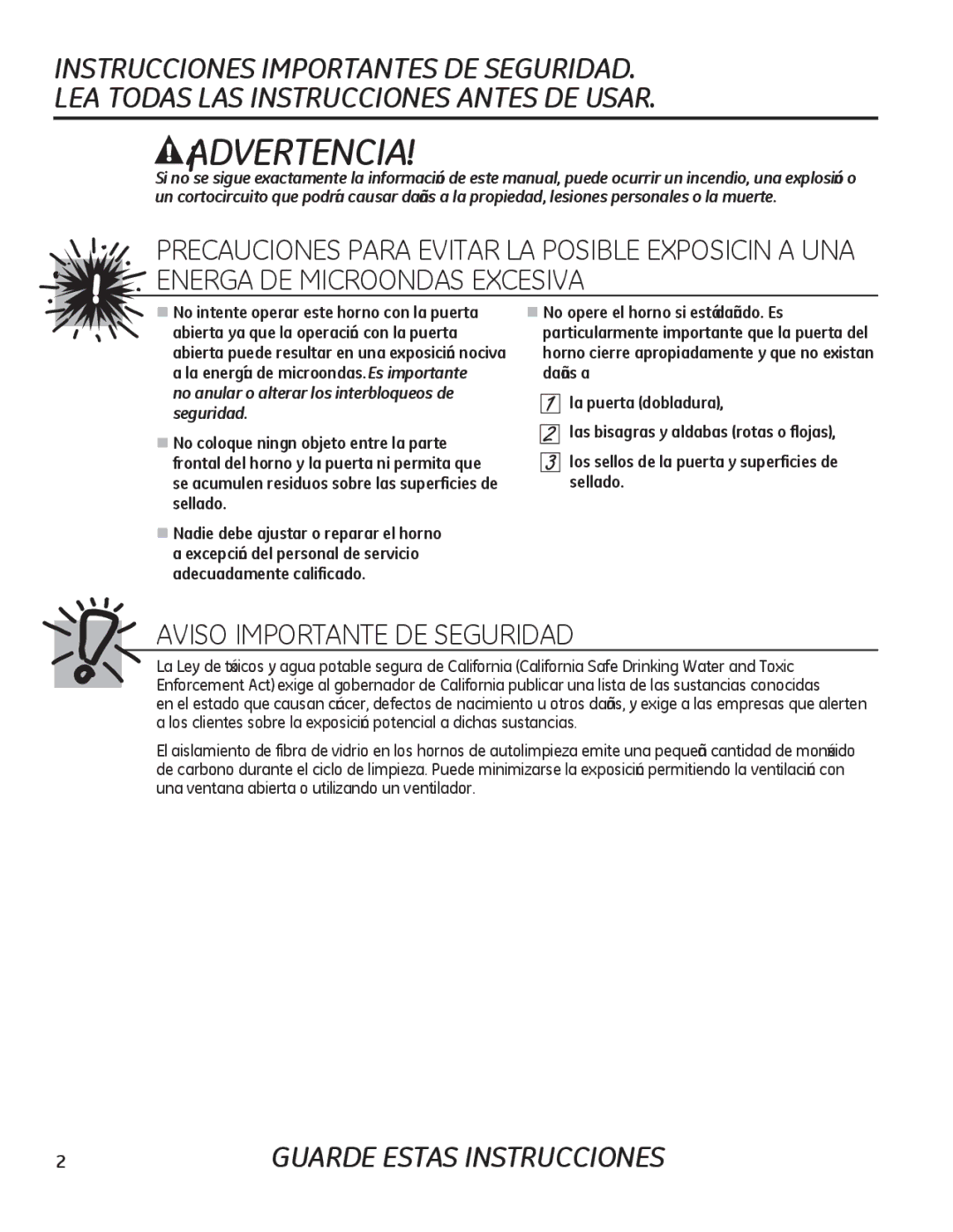 GE JKP90, JTP90 manual Aviso Importante DE Seguridad, No anular o alterar los interbloqueos de seguridad 