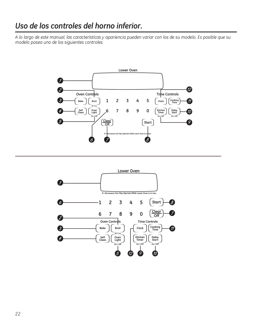 GE JKP90, JTP90 manual Uso de los controles del horno inferior 