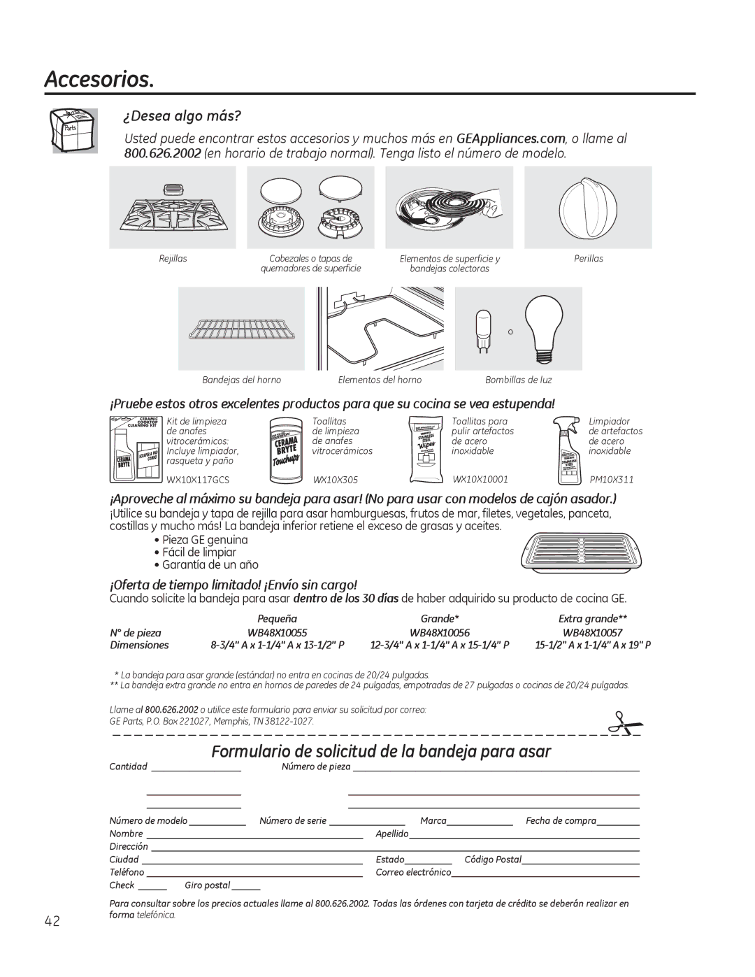 GE JKP90, JTP90 manual Accesorios, ¿Desea algo más?, ¡Oferta de tiempo limitado! ¡Envío sin cargo, De pieza, Dimensiones 