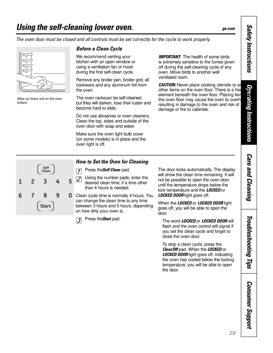 GE JTP9030, JKP9027 owner manual Using the self-cleaning lower oven, Before a Clean Cycle, How to Set the Oven for Cleaning 