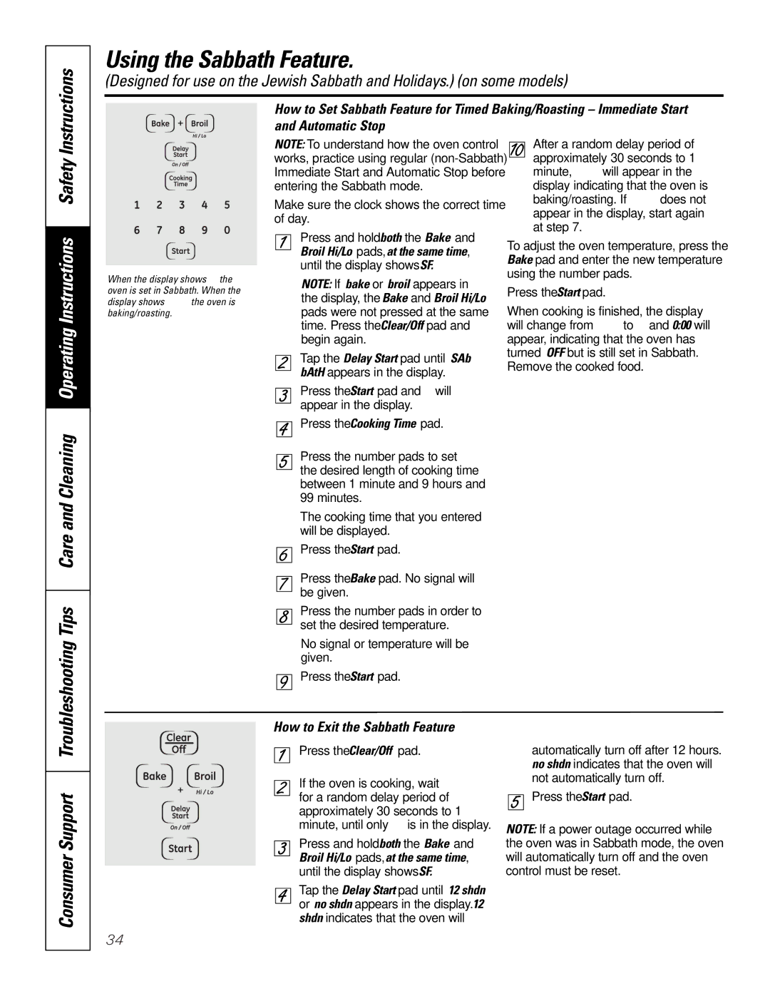 GE JKP9027, JTP9030 owner manual How to Exit the Sabbath Feature, Press the Start pad 