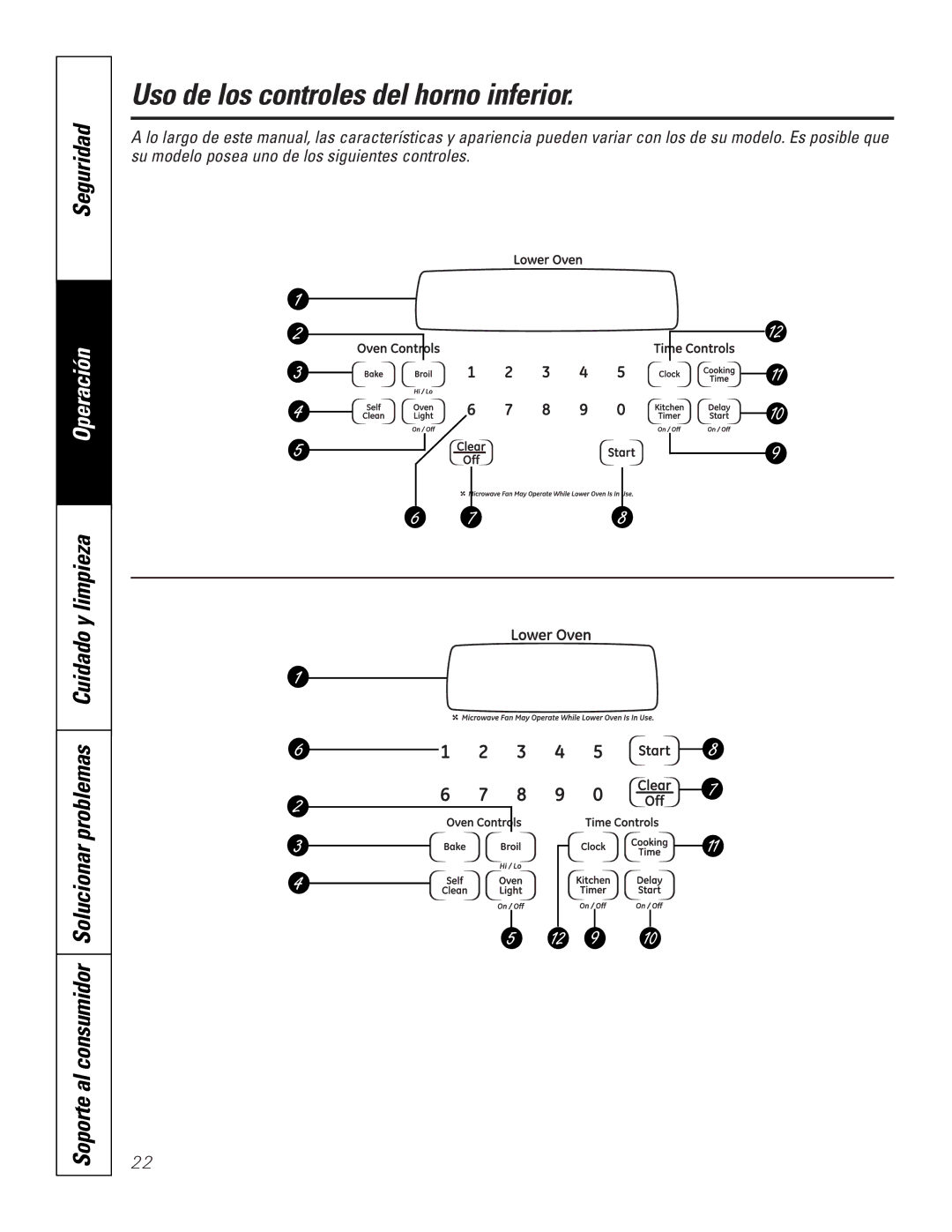 GE JKP9027, JTP9030 owner manual Uso de los controles del horno inferior 