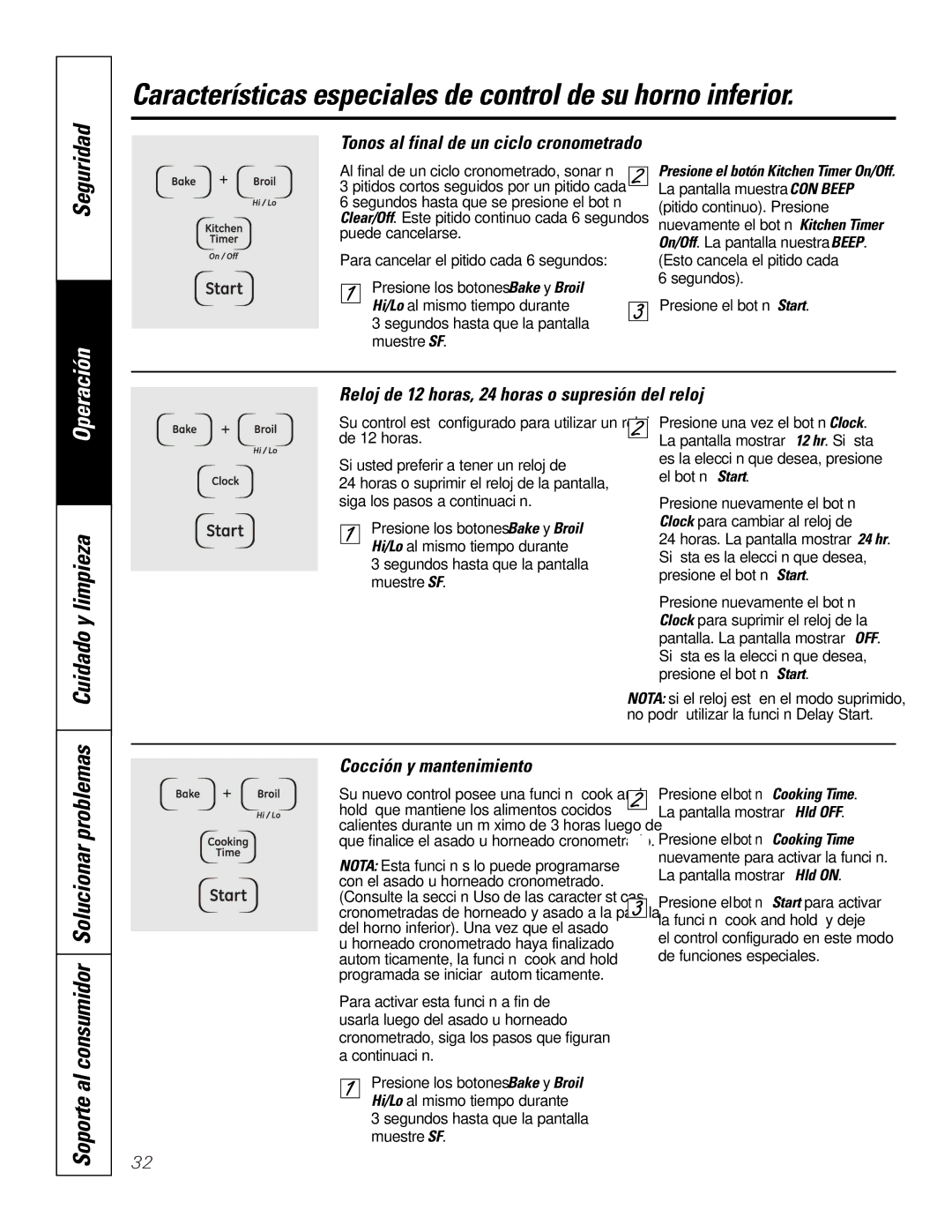 GE JKP9027, JTP9030 Características especiales de control de su horno inferior, Soporte al consumidor Solucionar problemas 