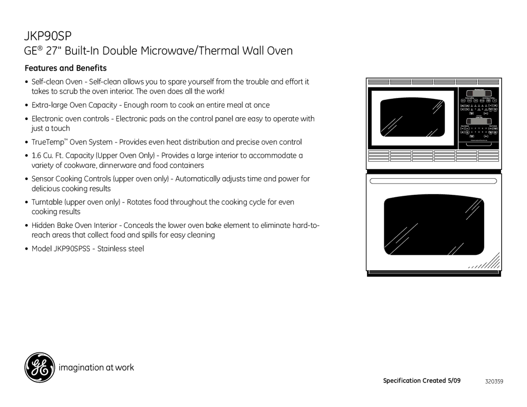 GE JKP90SPSS dimensions Features and Benefits 