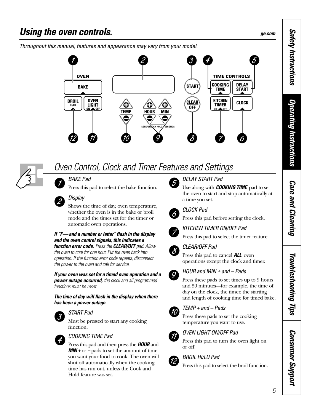 GE JKS06 owner manual Using the oven controls, Care and Cleaning, Safety Instructions Operating Instructions 