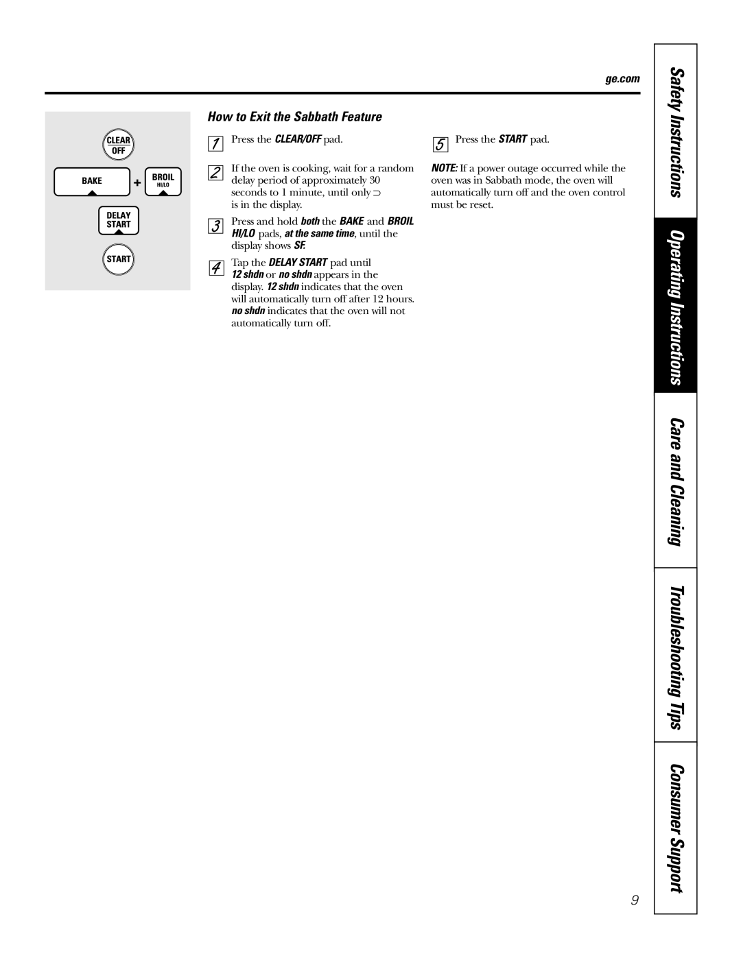 GE JKS06 owner manual Safety, How to Exit the Sabbath Feature 