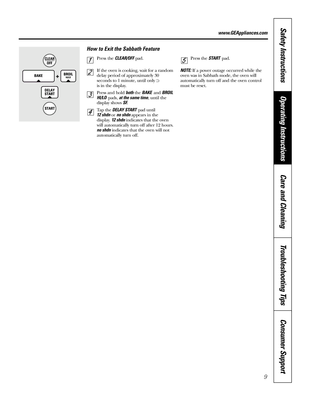 GE JKS0627 owner manual How to Exit the Sabbath Feature 