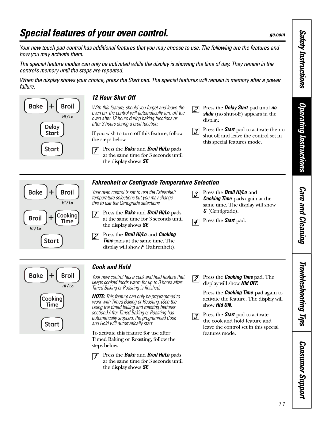 GE JKS1027 owner manual Special features of your oven control, Safety Instructions, Troubleshooting Tips Consumer Support 